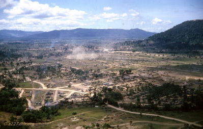 Aerial view of Golf Course
Ed Lemp Photo: "E" Btry (Avn) 82nd Arty
Aerial view of Golf Course heliport 9/65

With permission from Ed Lemp
     http://edlempsvietnampicturepages1965-1966.com/

