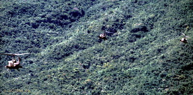 Gunships in Action, An Khe AO
Photo by Marvin Wolf, PIO photographer, 1CAV
