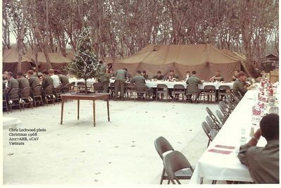 Christmas 1968 - Tables set on cement pad to soon become the dining hall
Chris Lockwood Photo
