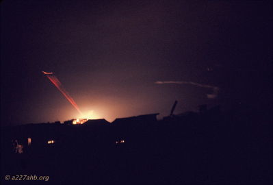 Fourth in series
Bob Kelly Photo

Four photos showing a firefight close to LZ English. You will see flares but look for the miniguns tracers coming from "Puff".


