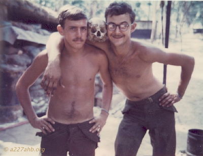 Patterson & Moore (and Friend)
Craig Tonjes Photo

Terry Moore (right) was Crew Chief on 523 and 749.
From Terry; Dennis "Crash" Wheatley, was my pilot and the name of my aircraft was "Crash's Mistakes".

