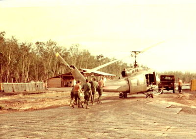 Chopper in Tow
David Priest Photo

Lai Khe 1969
Can anyone help with first names or home towns?
Please send that information to the web site or contact David Priest or Joe Leonard by email.


