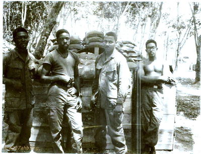 Far left is Ivy, Far right is Chavis, and unknowns
David Priest Photo

Lai Khe 1969
Can anyone help with first names or home towns?
Please send that information to the web site or contact David Priest or Joe Leonard by email.


