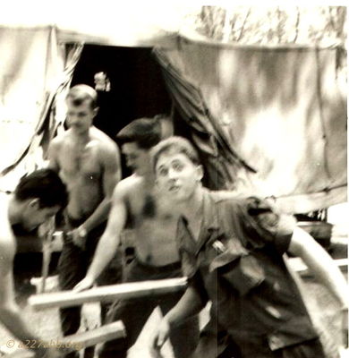 Mike Scovel in front. (Need help with other names)
David Priest Photo

Lai Khe 1969
Can anyone help with first names or home towns?
Please send that information to the web site or contact David Priest or Joe Leonard by email.

