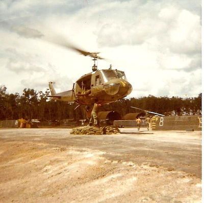 Chopper with skids torn off.
Dwayne Guidry Photo

Lai Khe 1970 - 1971
