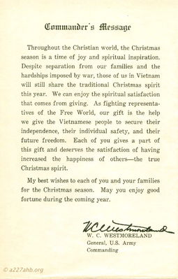 1967 Christmas Commanders Message
Rickey McKay photo
