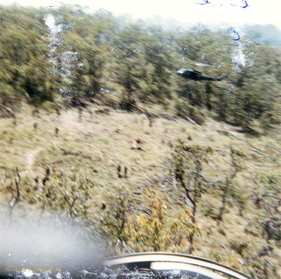 LZ Pickup
Rickey McKay photo

 Aircraft landing to pick up troops unknown area. 
