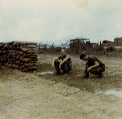 MSgt Cotton
Rickey McKay photo

 Our platoon sargent great guy really easy to get along with sargent Cotton is on the left I don,t recall who the other man is 
