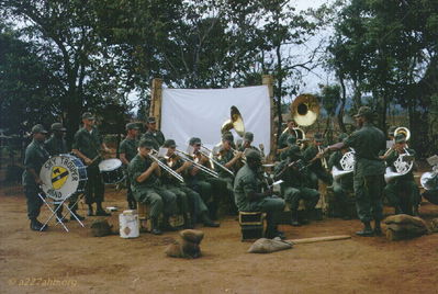 1CAV Band at LZ Oasis
John Keller Photo

1CAV Band at LZ Oasis on Thanksgiving 1966 at the A/227 Company area.
