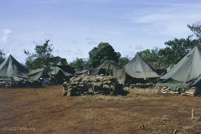A/227 Company Area at LZ Oasis
John Keller Photo

A/227 Company Area at LZ Oasis, December 1966
