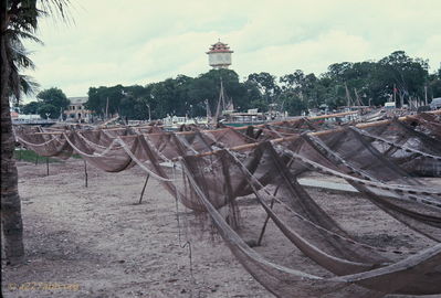 Fishing Nets
Bob Kelly Photo

Tower in top center was on off limits side of Phan Thiet. I always wanted to go over but Dick Love had everyone convinced it was a VC R&R center. Maybe he was right.
