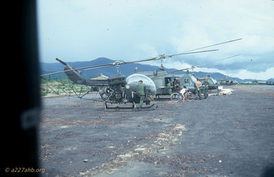 OH-13 at Song Mau
Jim Puhala Photo

Song Mau
The OH-13 was from 1/9th; behind it is an ARA ship.
