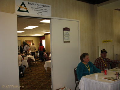 Reception desk at the reunion headquarters
Lillian Burbank Photo
