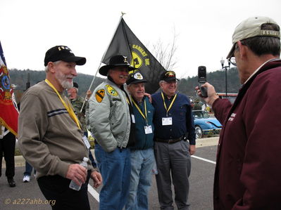 Delta Company representatives
Lillian Burbank Photo

left to right:
Joe Zigler, John (PePe) LaDue, Bob Kelly, Jim Puhala with Wayne Driver taking photo
