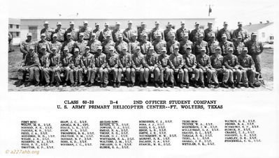 Flight Class 68-28,  Ft. Wolters, Texas
Wayne Trucke Photo

2nd Officer Student Company, Flight Class 68-28 B-4 
